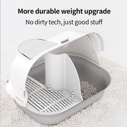 Pakeway Shell Flip-Top Open Cat-Litter Box-59.4*46.4*39.5 Cm- Grey