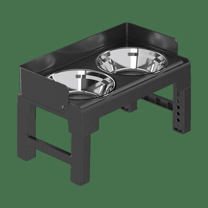 Pakeway Stainless Steel Elevated Double Dog Bowl-42.4*22.8*22 Cm - Black