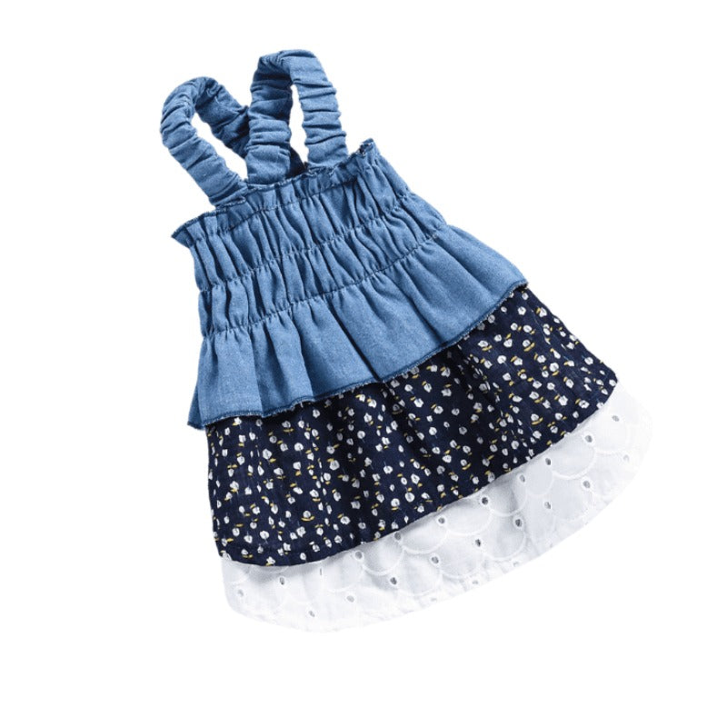 Hong Pet Blue Fabric Printed Cotton Pet Clothe - XS