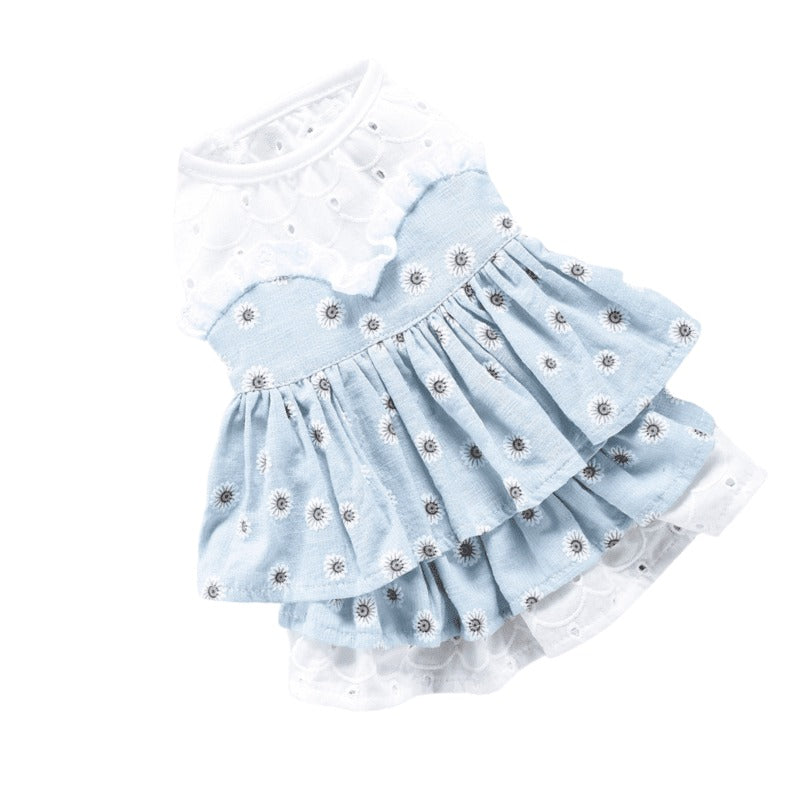 Hong Pet Blue Floral Print Pet Costume
