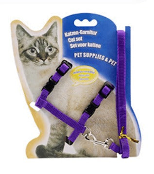 Cozy Paws Adjustable Cat Harness With Leash -purple