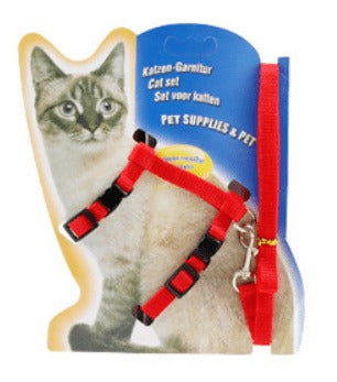 Cozy Paws Adjustable Cat Harness With Leash - Red