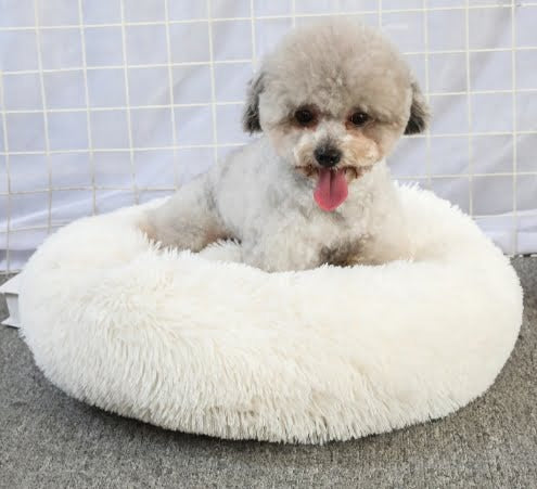 Pets Club Non Detachable Long Plush Soft Bed Dog And Cat - 40 Cm - Small - White