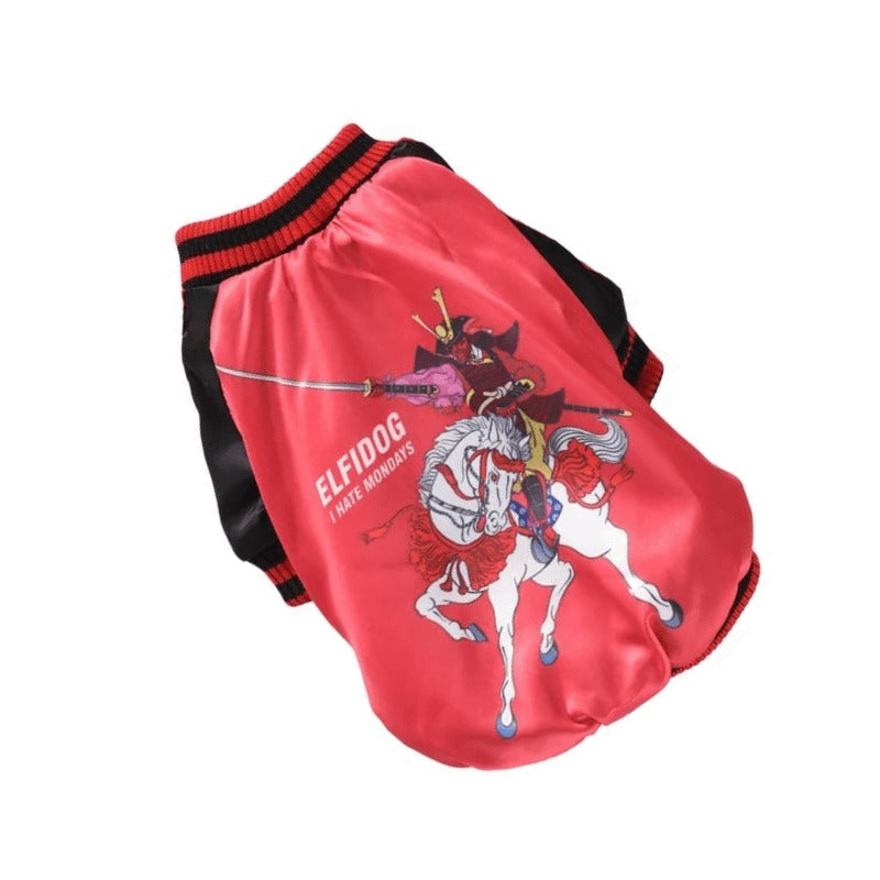 Hong Pet cotton Elfidog print winter Coat-Red-Small