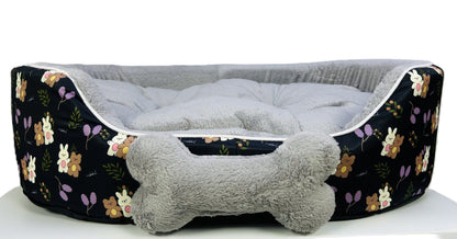 Coco Kindi Soft Printed Oval Fur Bed – Size 3(Mixed Colors,66×55 ×16 cm)