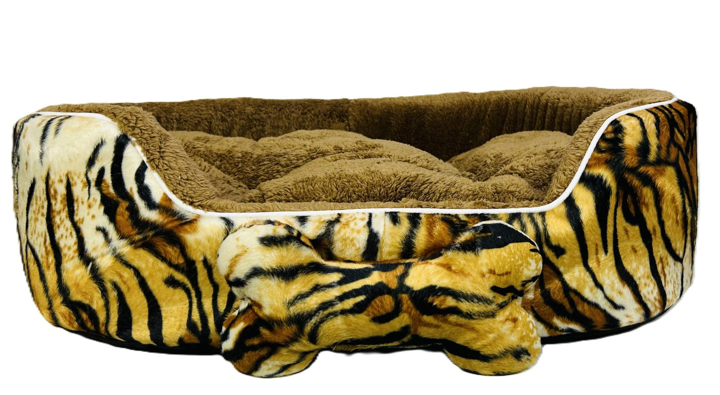 Coco Kindi Soft Printed Oval Fur Bed – Size 3(Mixed Colors,66×55 ×16 cm)