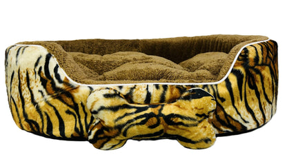 Coco Kindi Soft Printed Oval Fur Bed – Size 3(Mixed Colors,66×55 ×16 cm)
