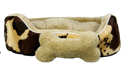 Coco Kindi Soft Printed Oval Fur Bed – Size 3(Mixed Colors,66×55 ×16 cm)