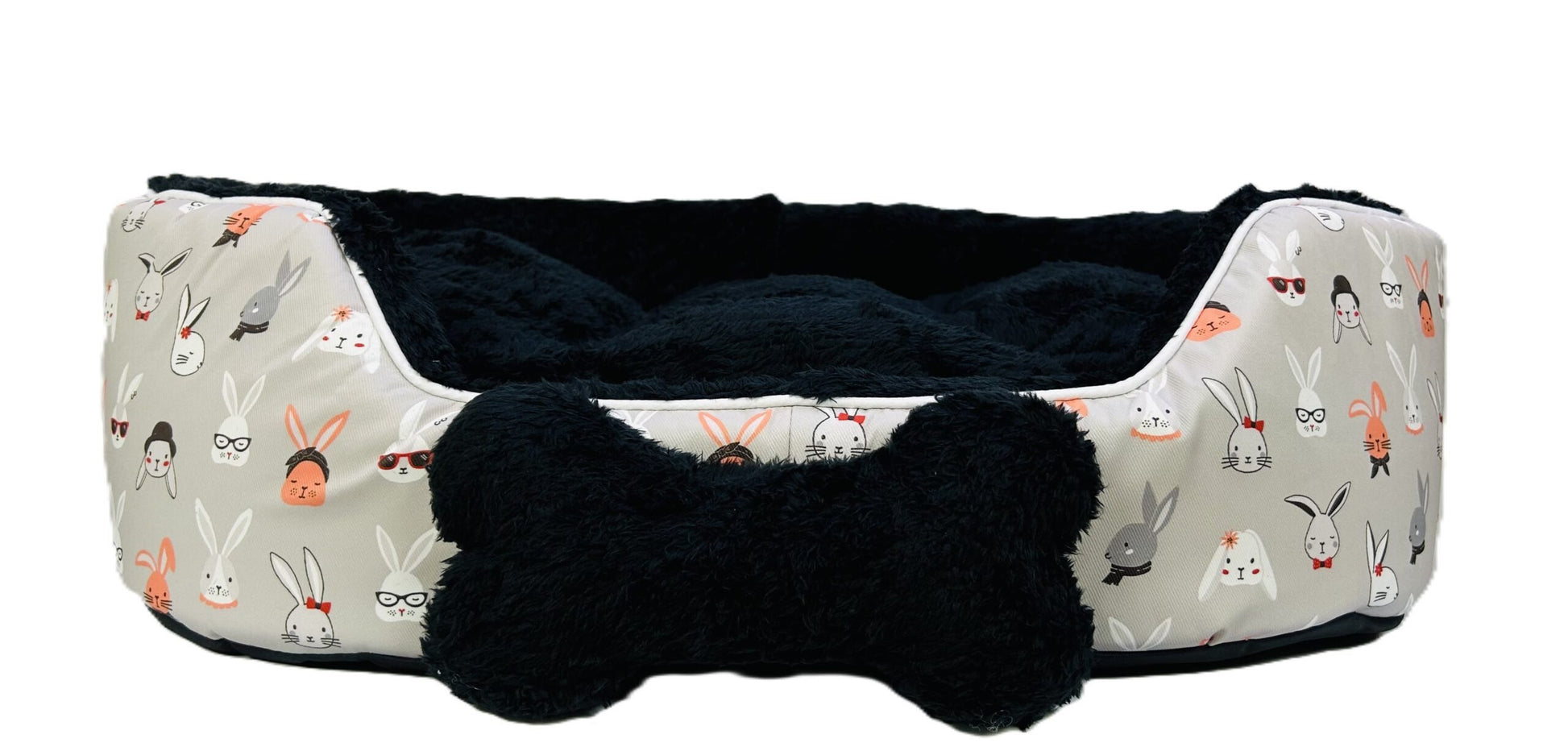 Coco Kindi Soft Printed Oval Fur Bed – Size 3(Mixed Colors,66×55 ×16 cm)
