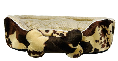 Coco Kindi Printed Washable Oval Fur Pet Bed – Size 2(Mixed Colors)