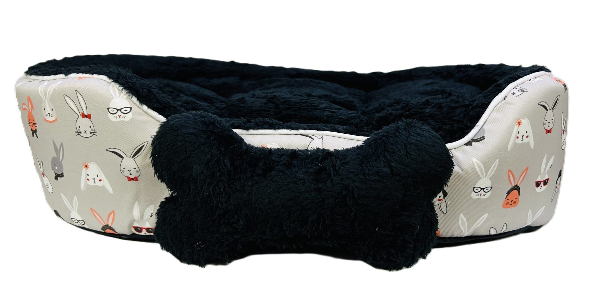 Coco Kindi Printed Washable Oval Fur Pet Bed – Size 2(Mixed Colors)