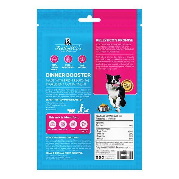 KELLY &amp; CO'S  Freeze Dried Dinner Booster For Dog Beef Liver Topper -50g