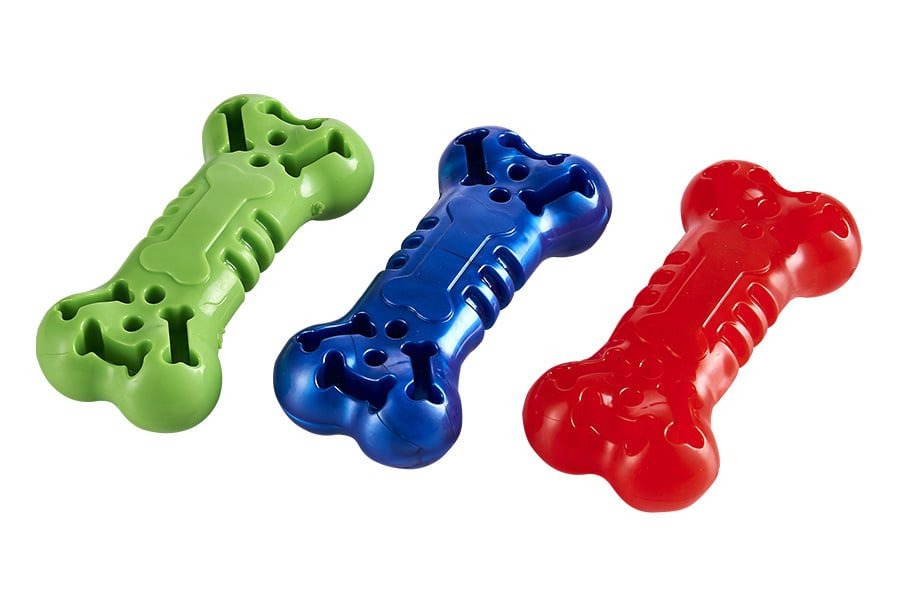 Miss Bear Colorful TPR Bone Shaped Dog Chew Toy (M/L Dogs)