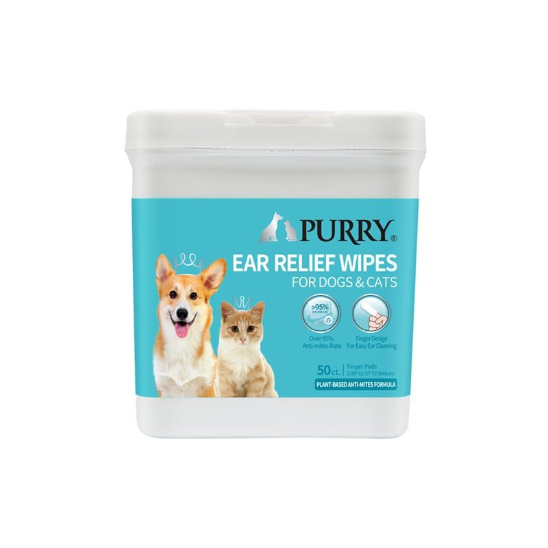 Purry Ear Relief Wipes for dogs &amp; cats- 50ct