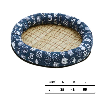 Coco Kindi Self-Cooling Round Pet Mat for Dogs &amp; Cats - Blue