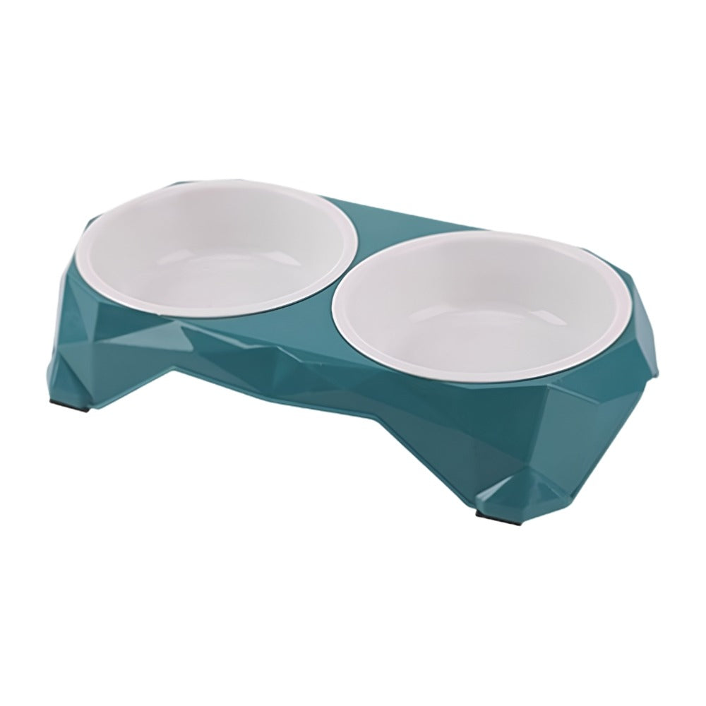 Cozy Paws Double Pet Plastic Bowl – Green (32.5×16.5×6 cm)