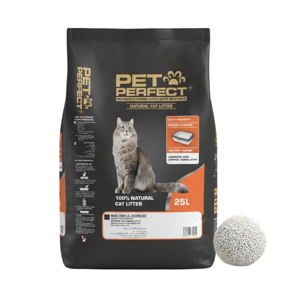 Pet Perfect Premium White Bentonite Clumping  Cat Litter – 25L (Unscented)