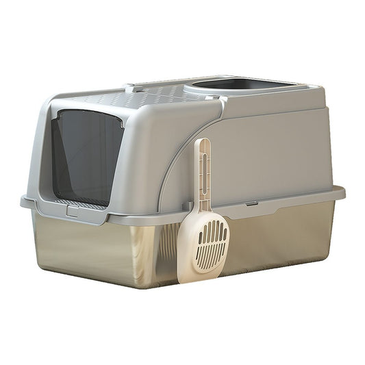 Pakeway Stainless Steel Flip-Top Cat Litter Box-62x41x40cm