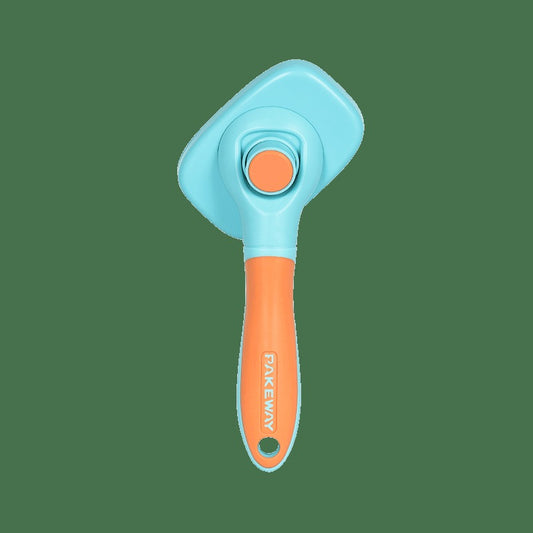 Pakeway T10 Rotatable Self Slicker Pet Grooming Brush-19.1x9.6 x5.4 Cm-Blue/Orange