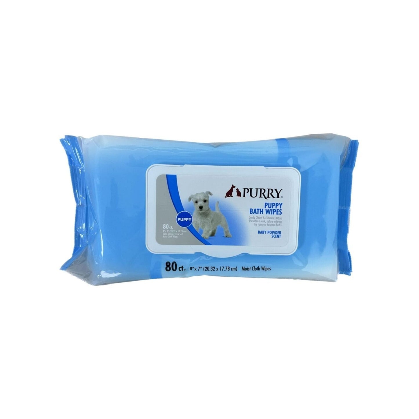 Purry Puppy Bath Wipes With Baby Powder Scent- 8?X7?-80 Pcs