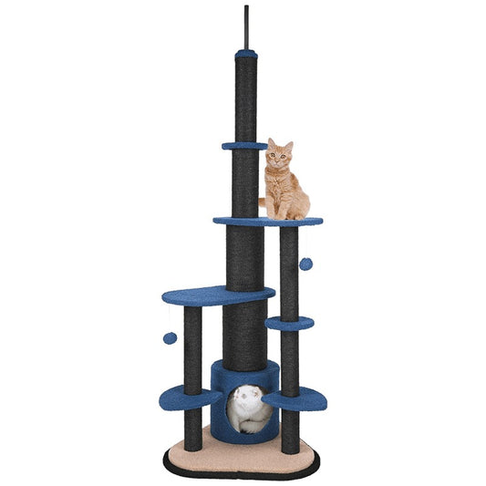 Cat Tree Tall Tower With Sisal Covered Scratching Post, Mdf Board, Plush, Sisal Rope -65*65*188 Cm