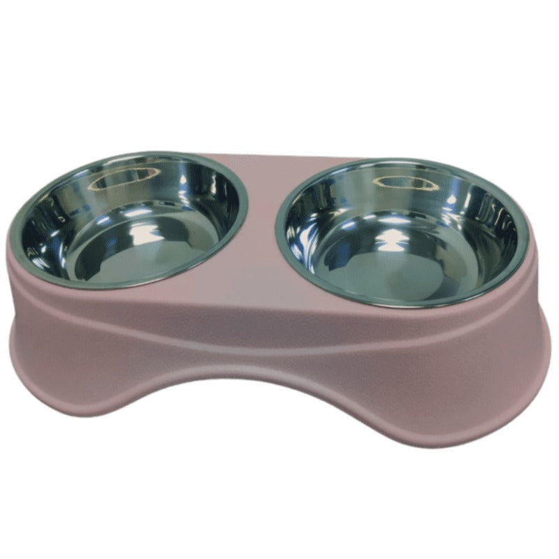 Double Dining Pet Feedrer With Stainless Steel Bowl & Non Slip Rubber Bottom 36.5*19*9