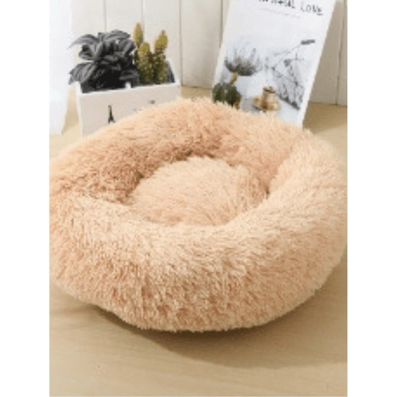 Pets Club Non Detachable Long Plush Soft Bed Dog And Cat - 60 Cm - Large -Apricot