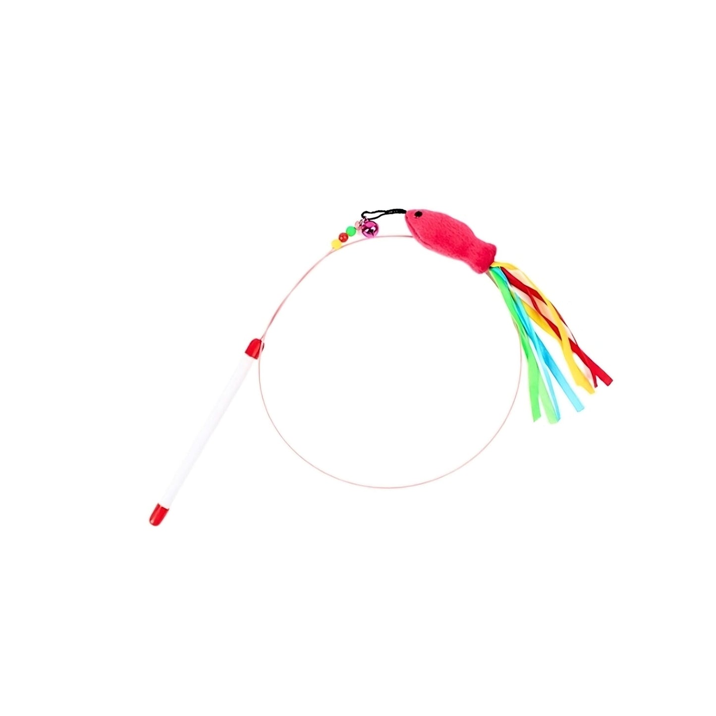 Its Meow Steel Wire Feather Fish Cat Wand With Mouse Bell - 110Cm