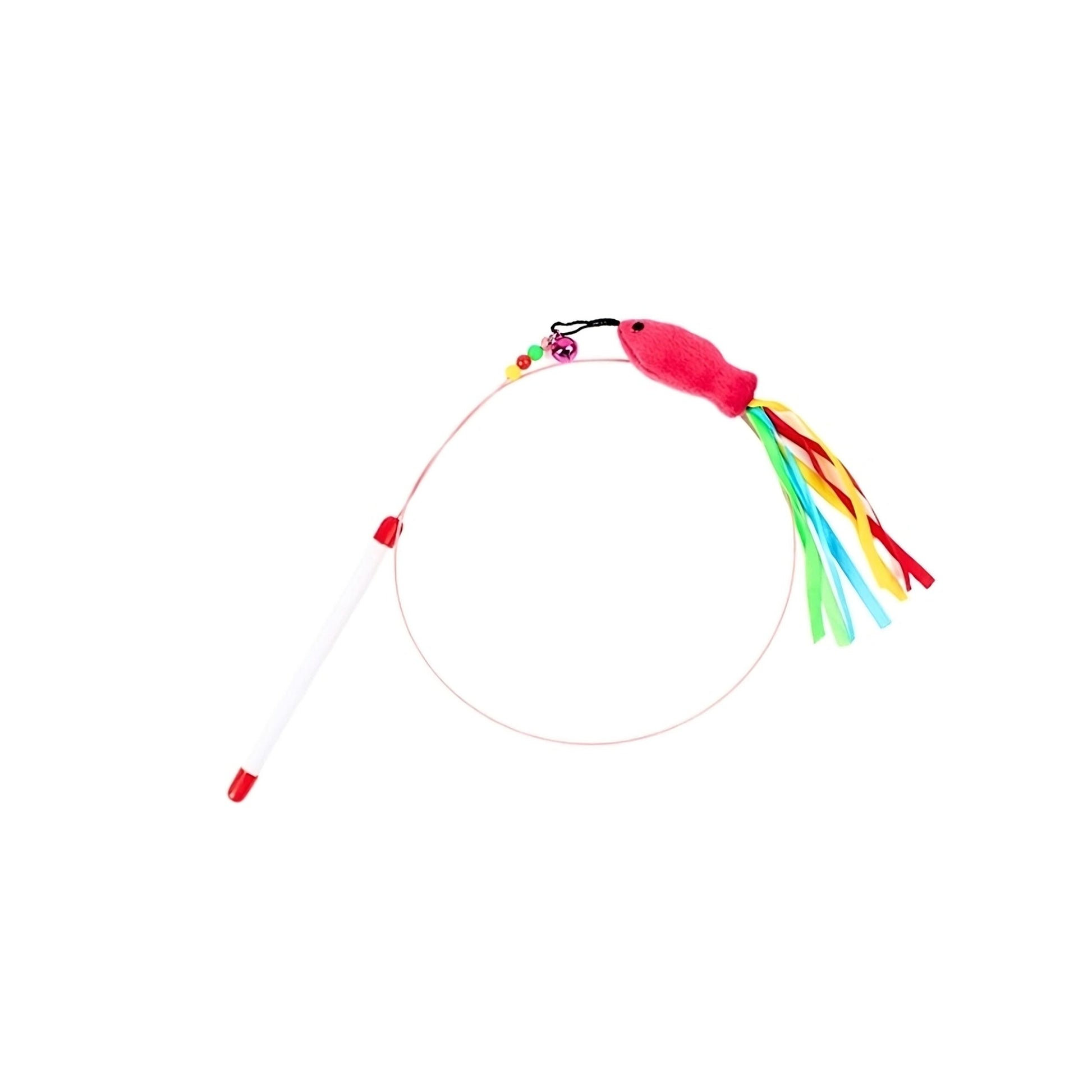 Its Meow Steel Wire Feather Fish Cat Wand With Mouse Bell - 110Cm