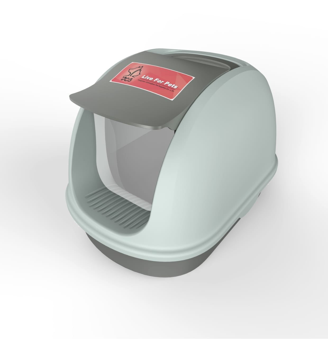 Hooded Cat Litter Tray, Carry Handle Flap Door, Easy Clean Lightweight - Size - 56*39*42 Cm - Grey Color