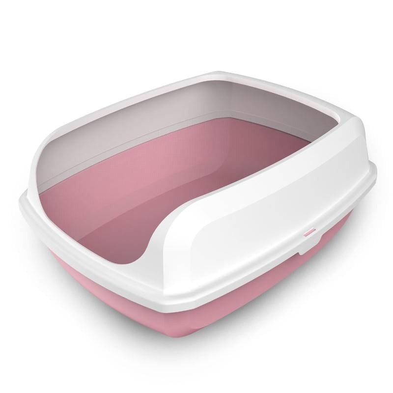 Open Cat Toilet Semi-Closed Anti-Overflow Cat Litter Tray – 45*33*20 Cm -Pink