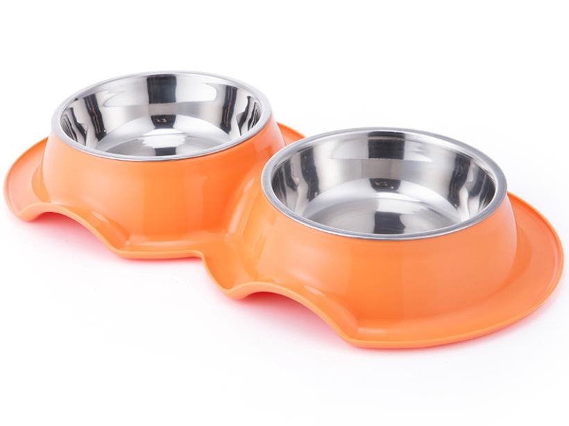 Pets Club Plastic Double Bowl Anti-Ant, Size 38*21*5.5Cm - Orange