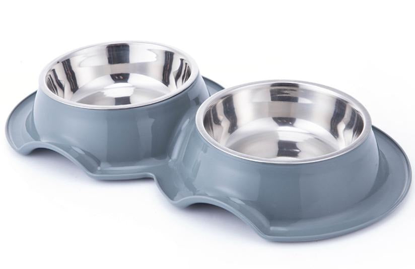 Pets Club Plastic Double Bowl Anti-Ant With Bowl, 325 ml, Size 38*21*5.5 Cm – Grey