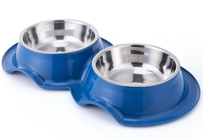 Pets Club Plastic Double Bowl Anti-Ant, Size 38*21*5.5Cm - Blue