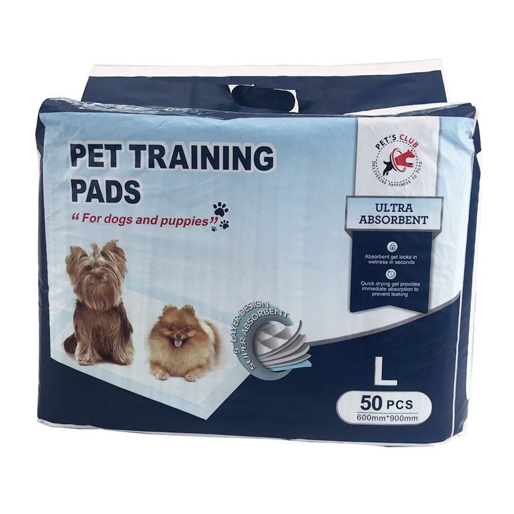 Pets Club Pet Training Pads Ultra Absorbent And  5 Layer With Floor Sticker  - Size -60*90Cm - 50 Pcs