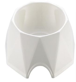 Pets Club Diamond Shape Pet Bowl（M) 19.6*19.6*6Cm-White