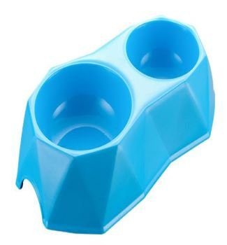 Pets Club Diamond Shape Double Bowl 25.8*14.8*5Cm-Blue