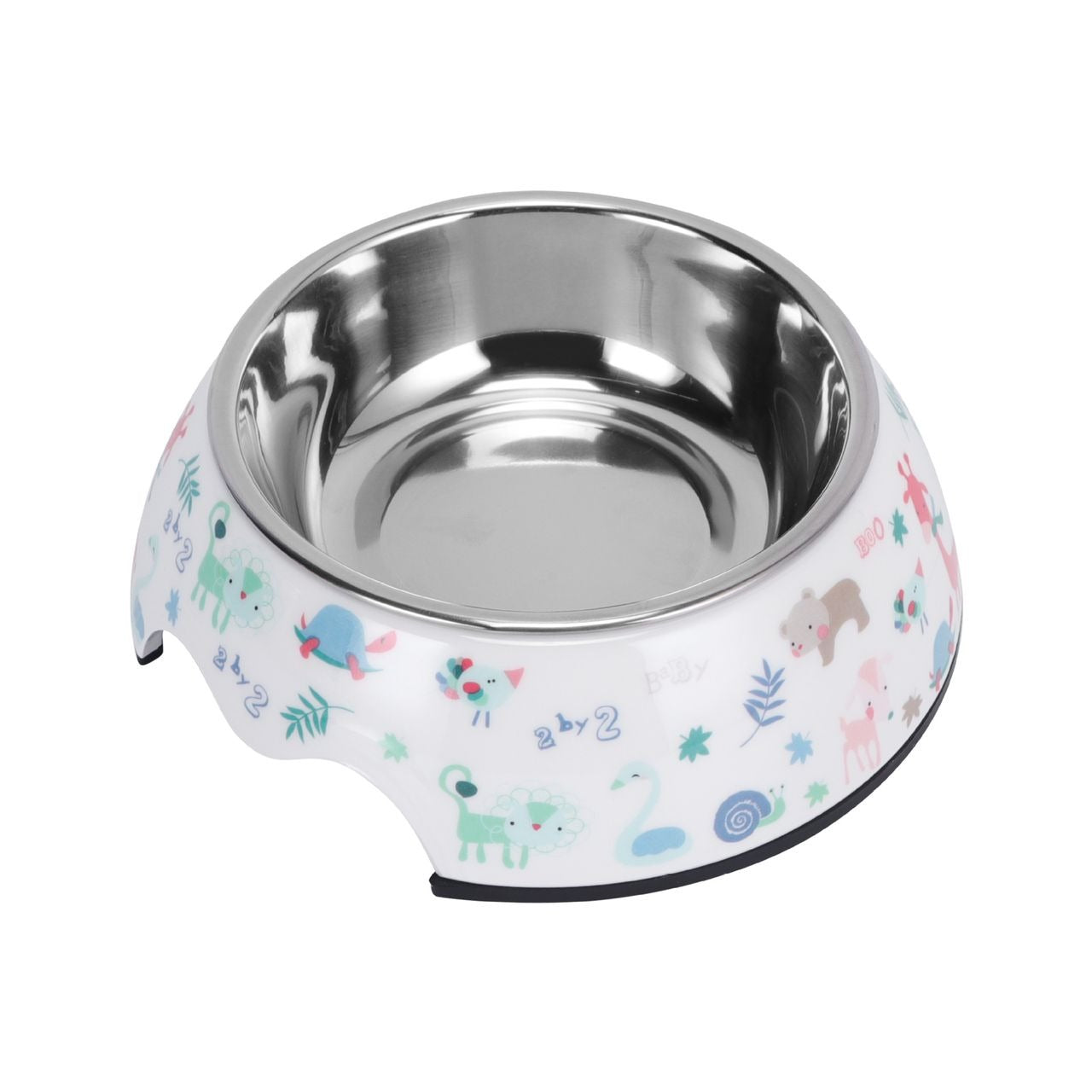 Melamine Animal Pattern Stainless Steel Bowl With Anti-Slip Circle On The Bottom,Volume:160 ml,Size:12*12*4.5 Cm