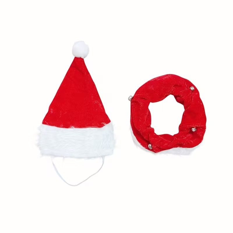 Christmas Hat With Bell Collar For Pets