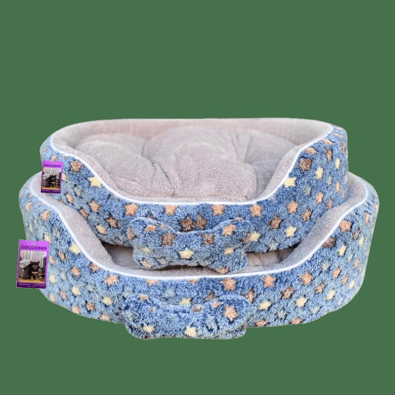 Coco Kindi Soft Printed Oval Fur Bed – Size 3(Mixed Colors,66×55 ×16 cm)