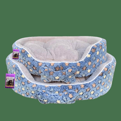 Coco Kindi Soft Printed Oval Fur Bed – Size 3(Mixed Colors,66×55 ×16 cm)