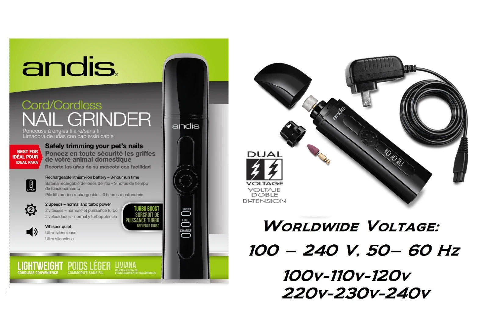 Andis Cord/Cordless Nail Grinder Set