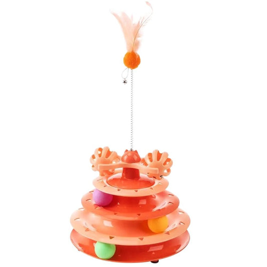 Cozy Paws Interactive Cat Turntable Toy with Spring Teaser - Mixed Colors