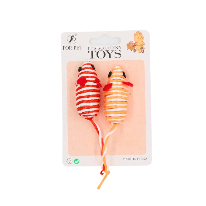 For Pet Stripey Mice Cat Toys Random Colours -10 Cm (Pack Of 2) Mixed Colours